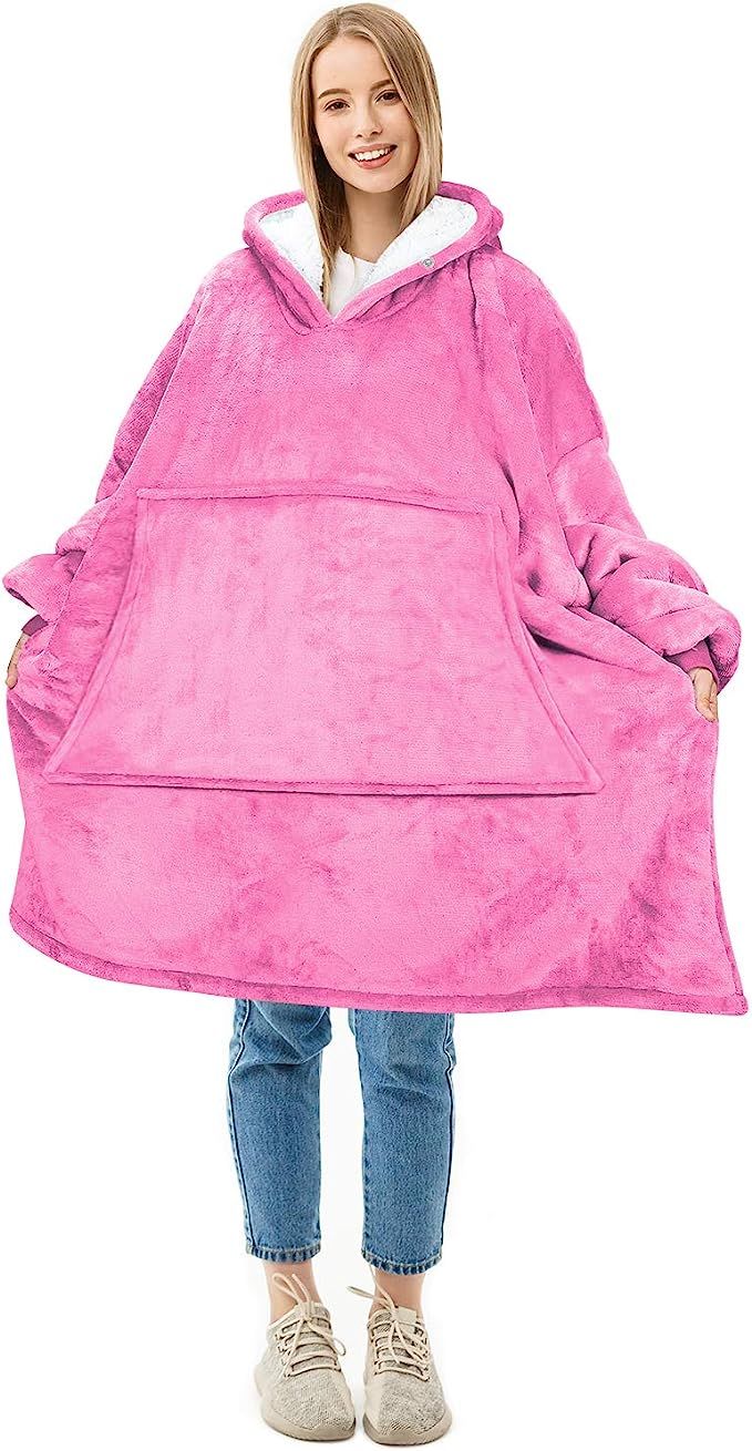 Oversized Blanket Sweatshirt, Super Soft Warm Cozy Wearable Sherpa Hoodie for Adults & Teens, Rev... | Amazon (US)