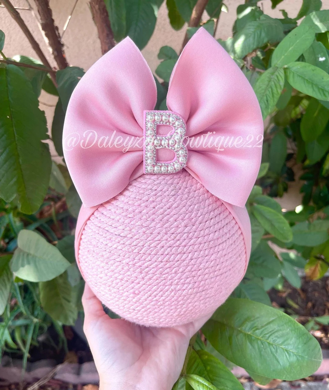 Rhinestone Pearl Big Letter | Big Bow On Headband | Pink Rhinestone Pearl Letter Bow | Etsy (US)