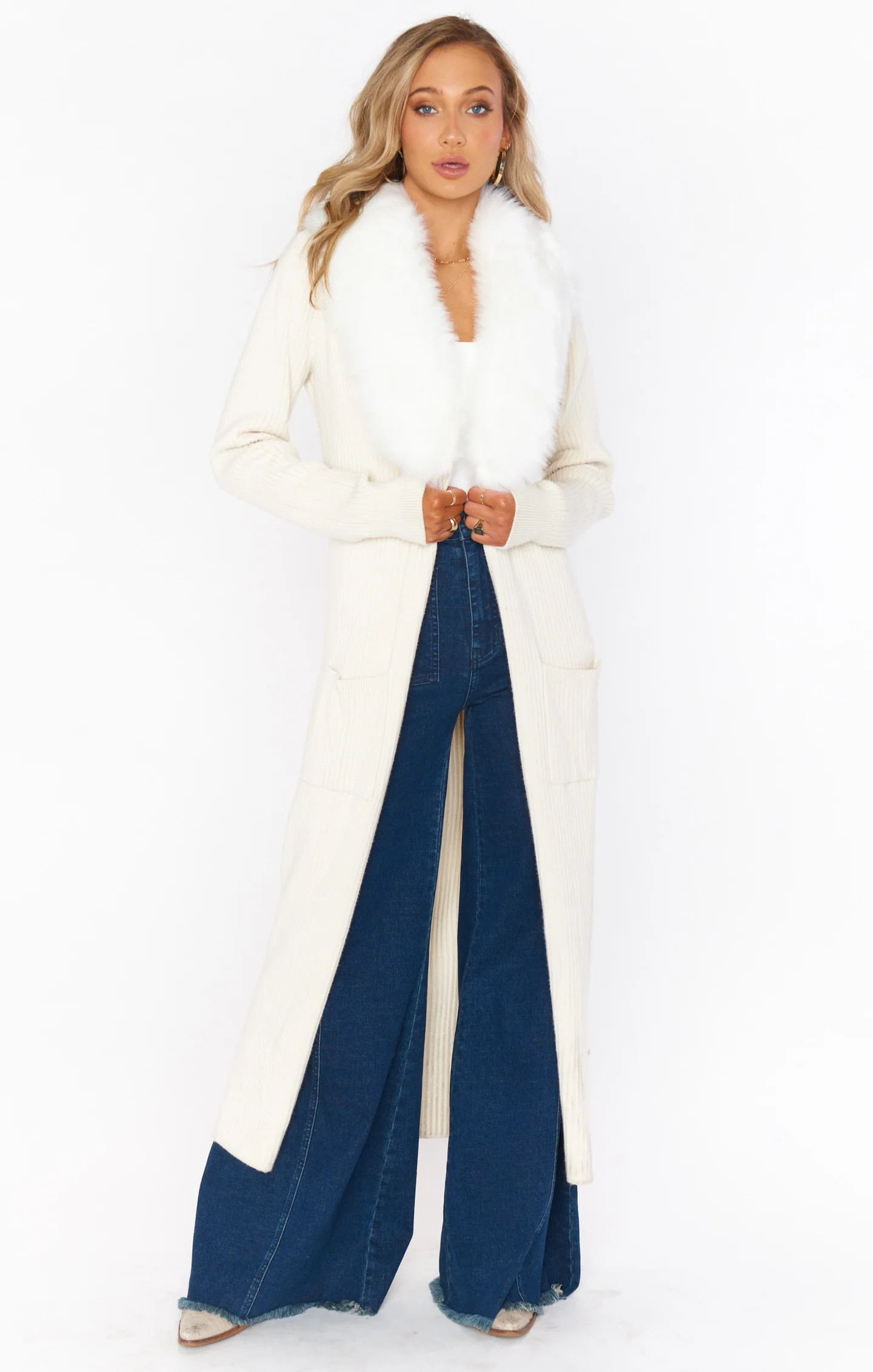 Lombardi Long Cardi ~ Snowy White Knit | Show Me Your Mumu