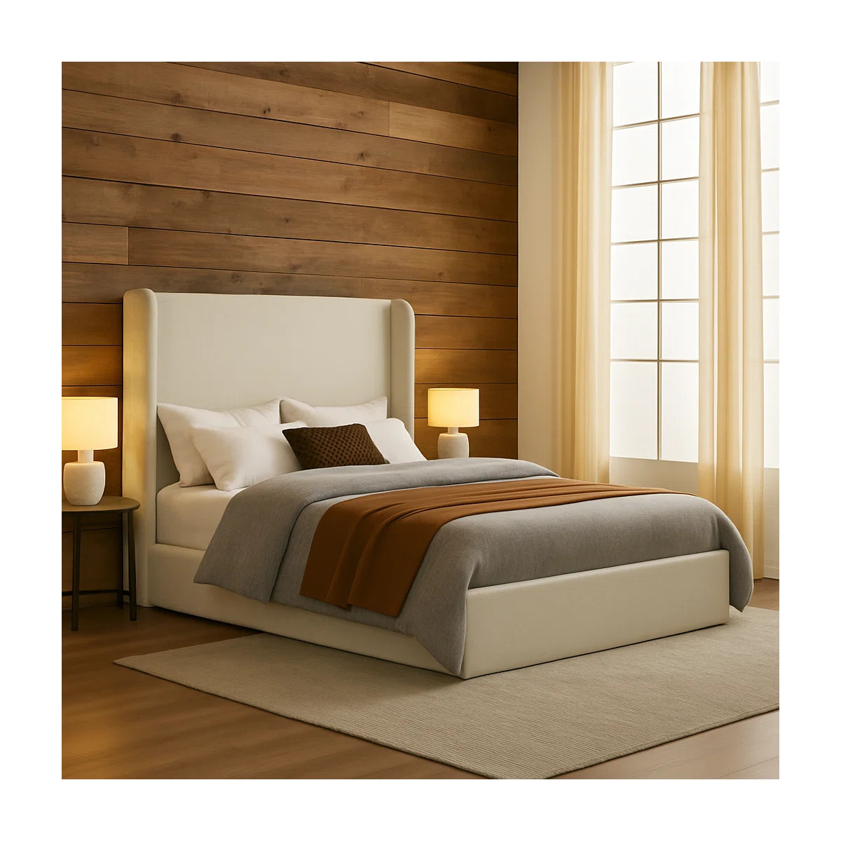 Caron Upholstered Wingback Bed, Boxspring Required | Wayfair North America