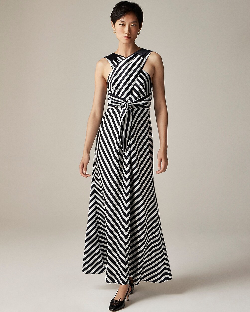 Christopher John Rogers X J.Crew cross-front maxi dress in stripe | J. Crew US