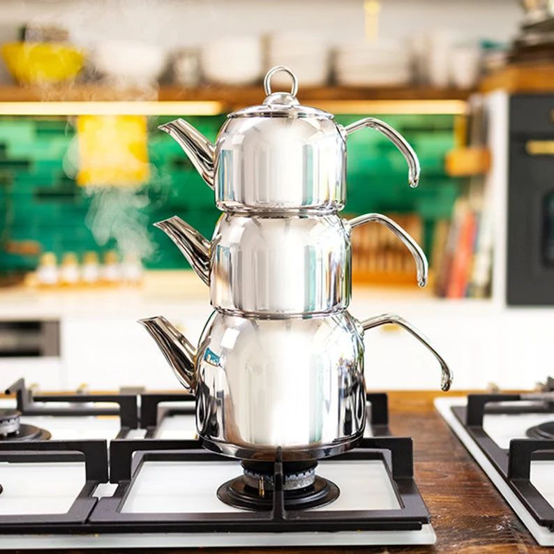 Stainless Steel 3-Tier Teapot Set, Loose Leaf Tea Kettle, Teapot for Women, Gift for Women,  Gift... | Etsy (US)