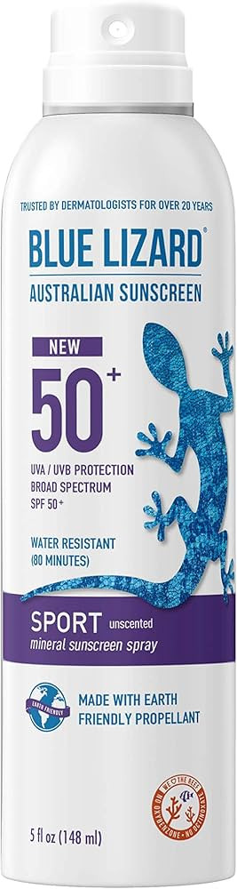 BLUE LIZARD Sport Spray Sunscreen SPF 50+, Cream, Unscented, 5 Fl Oz | Amazon (US)