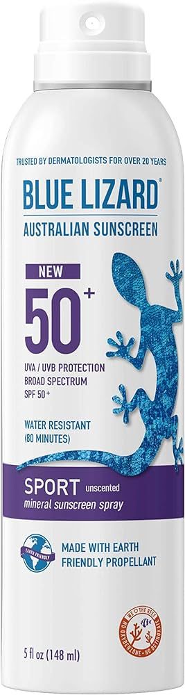 BLUE LIZARD Sport Spray Sunscreen SPF 50+, Cream, Unscented, 5 Fl Oz | Amazon (US)