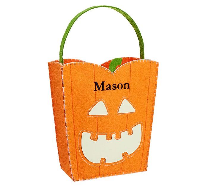 Glow-in-the-Dark Pumpkin Felt Treat Bag | Pottery Barn Kids