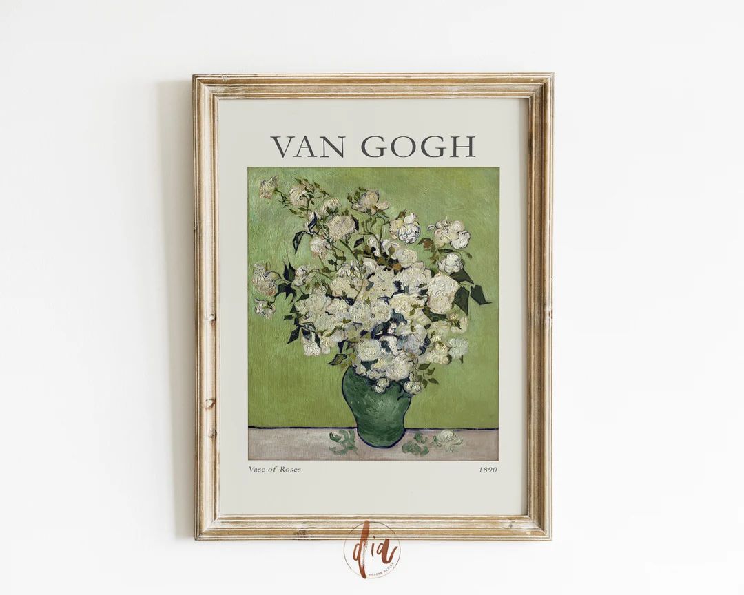 Van Gogh Roses Exhibition Poster, Van Gogh Print, Vintage Still Life Painting, White Flowers in G... | Etsy (CAD)