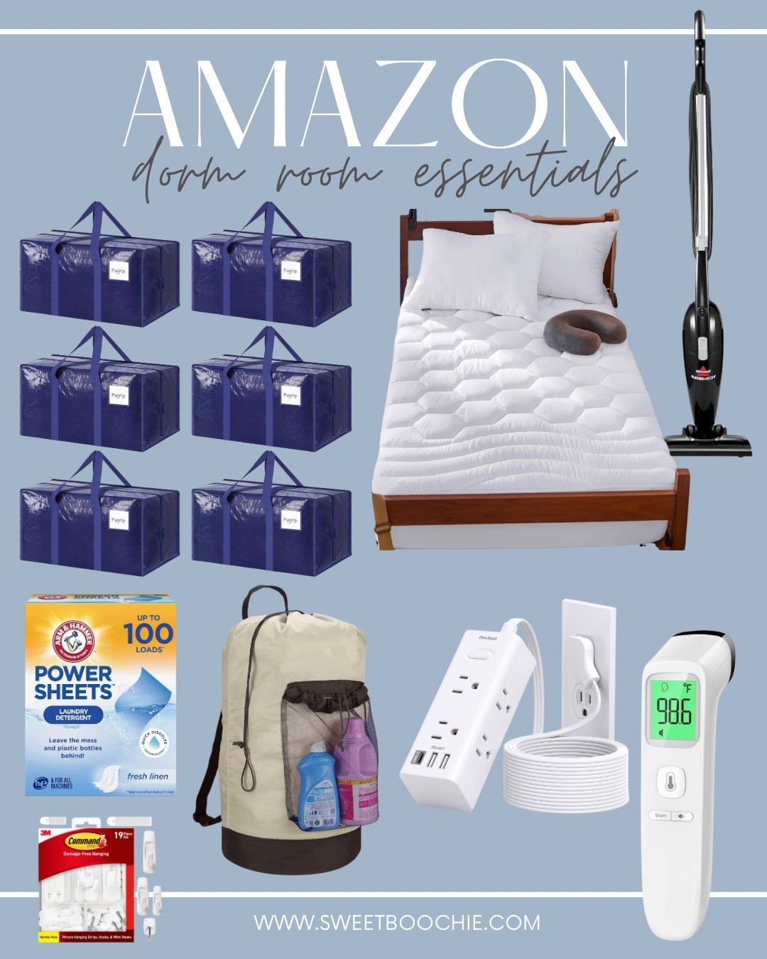 Dorm room essentials, back to school, back to campus, moving bags, mattress pad, light weight vacuum, laundry bag backpack, laundry detergent sheets, extension cord, 3M hooks

#LTKStyleTip #LTKSaleAlert #LTKHome