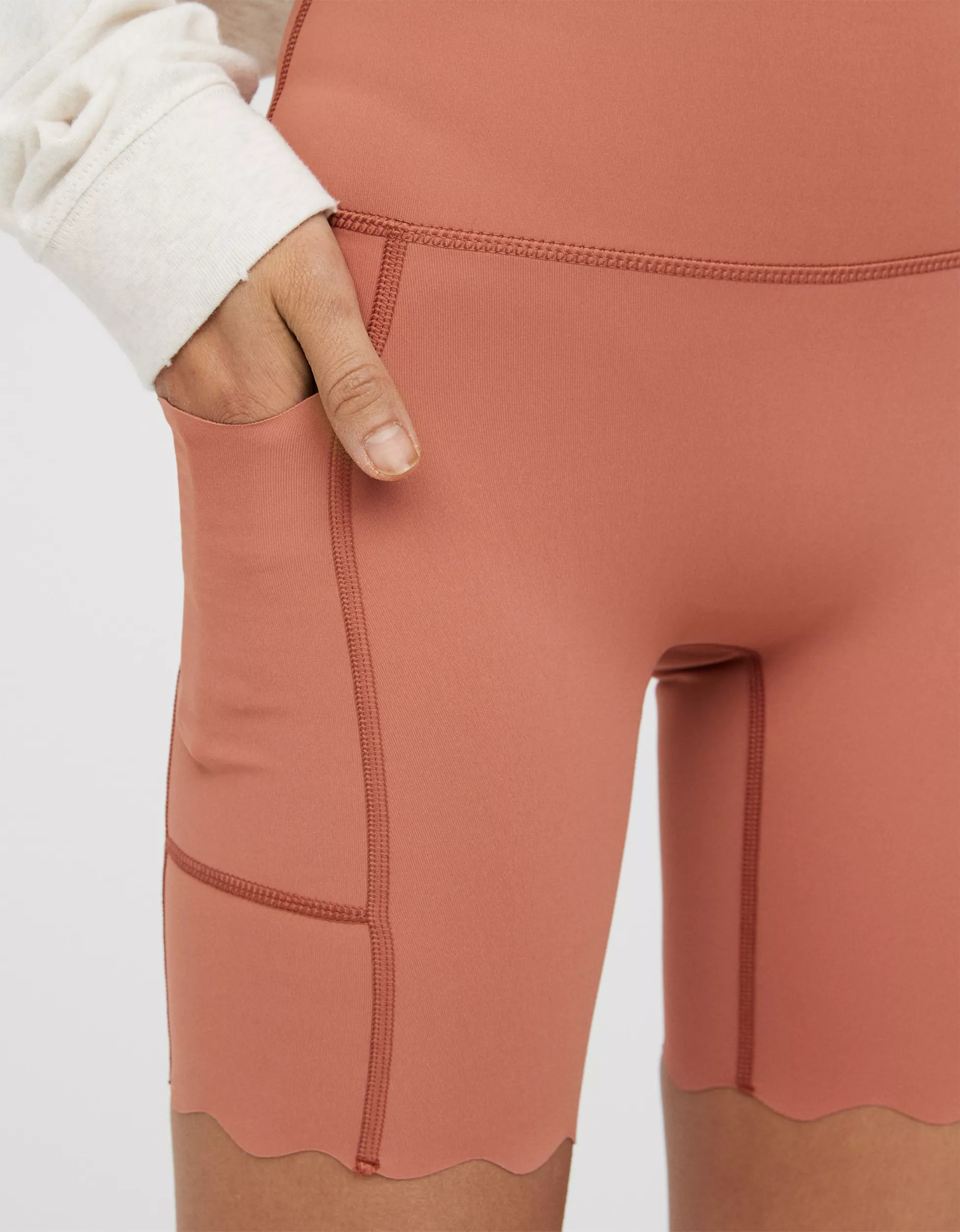 OFFLINE By Aerie Goals High Waisted Scallop 7" Bike Short | American Eagle Outfitters (US & CA)