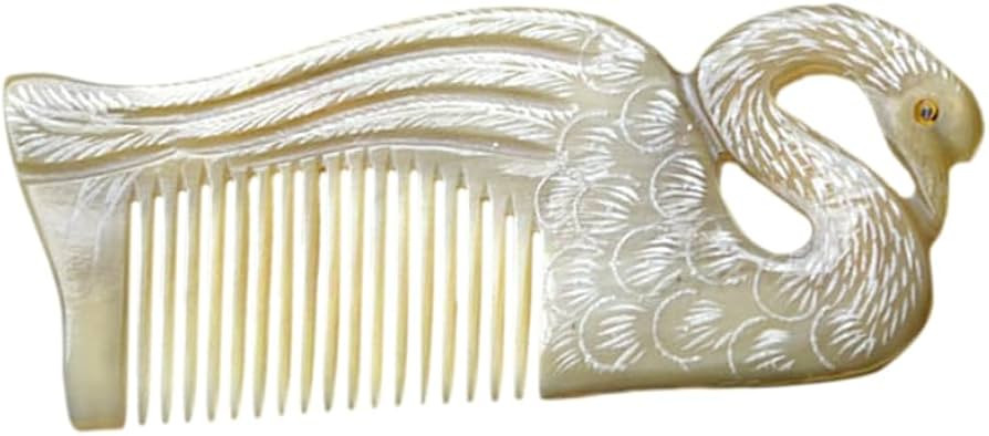 Wide Tooth Hair Comb Natural Ox Horn Comb Anti Static Comb Swan Shaped Detangling for Adults Hair... | Amazon (US)