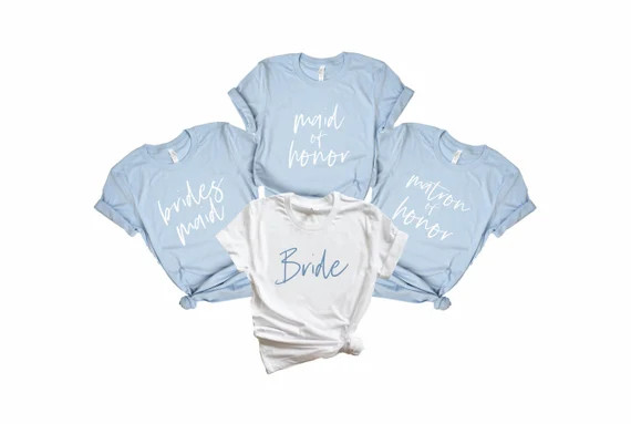 Bridesmaid and Bride Shirts Sky Blue Bridesmaid Shirts | Etsy | Etsy (US)