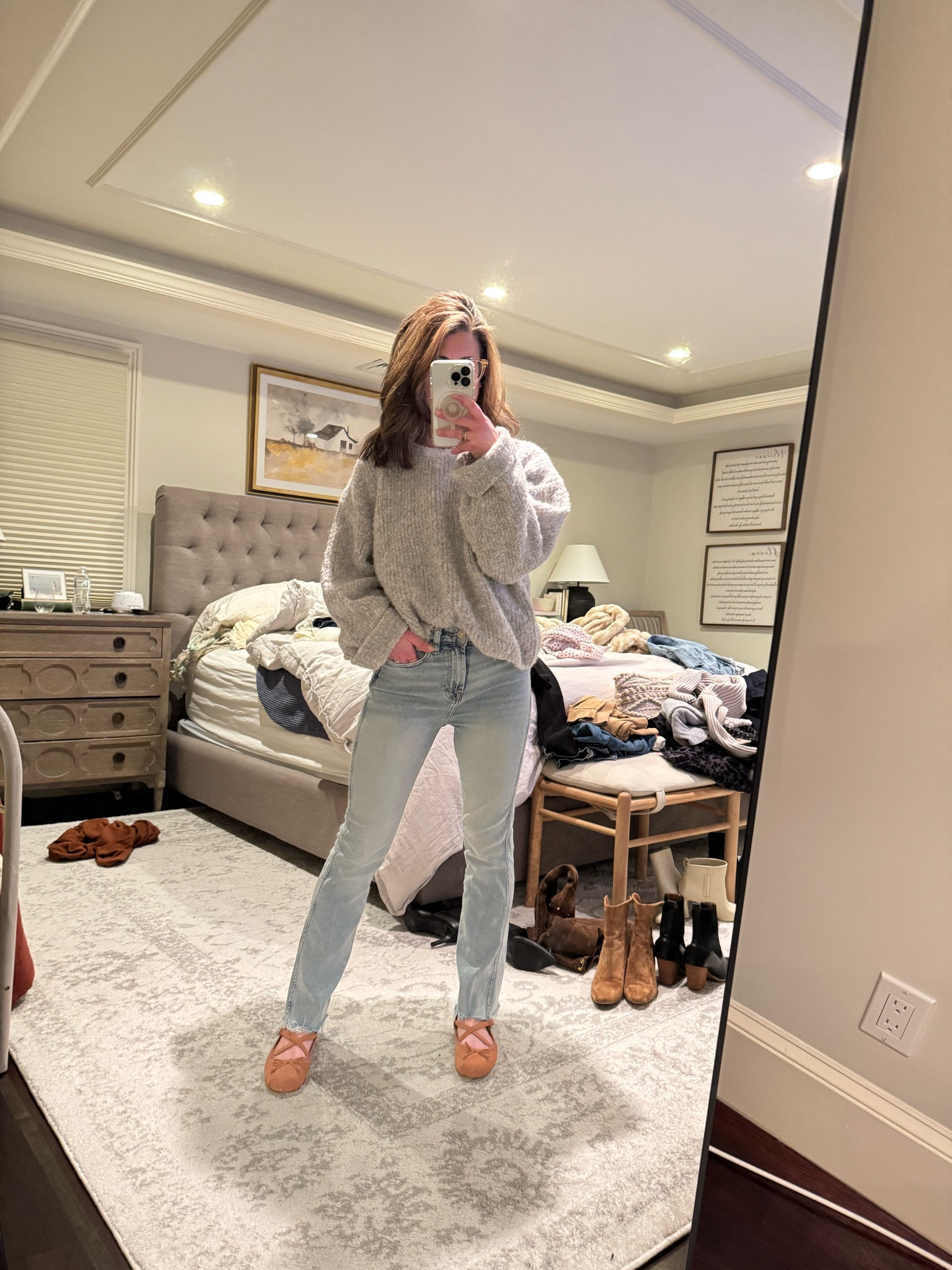 Kick flare vintage denim coquette ballet flat slouchy sweater 

#LTKSeasonal #LTKStyleTip