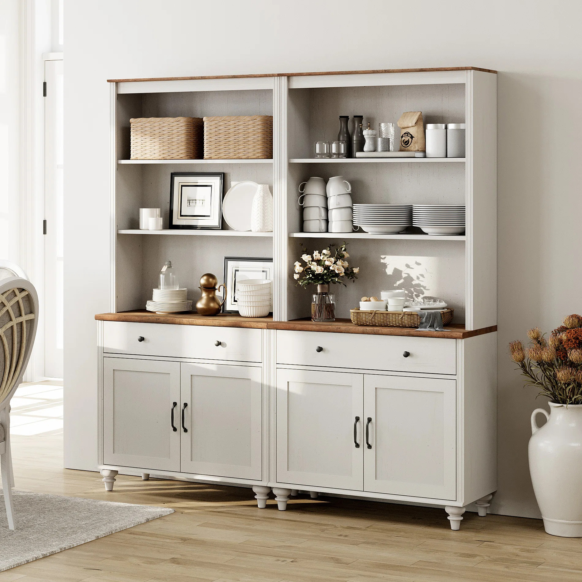 Ophelia & Co. Sideboard Cabinet With Bar Hutch, Buffet Cabinet With 2 Drawers And 5 Tier Shelves,... | Wayfair North America