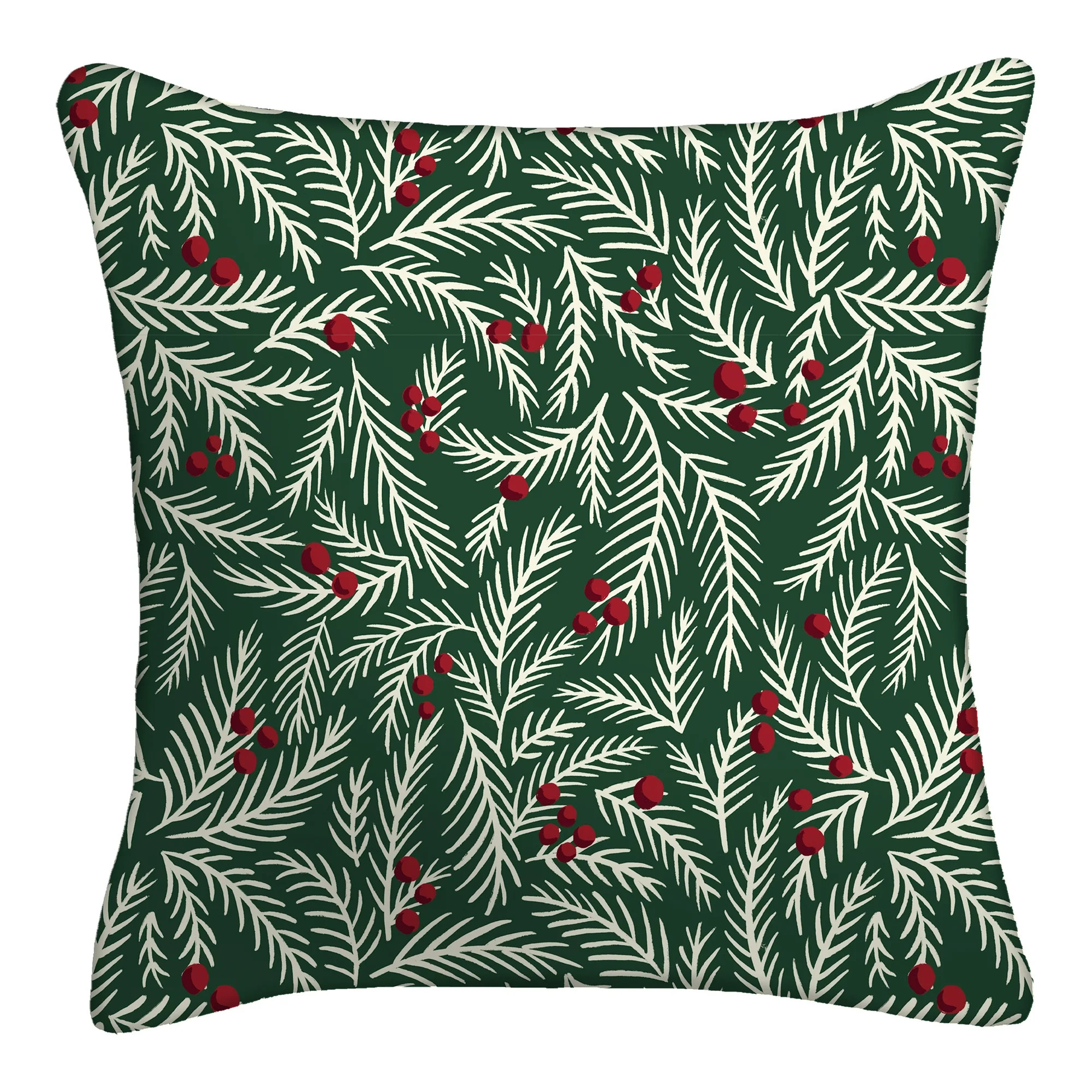 Mainstays 16" x 16" Holly Holiday Decorative Outdoor Throw Pillow, Multi | Walmart (US)