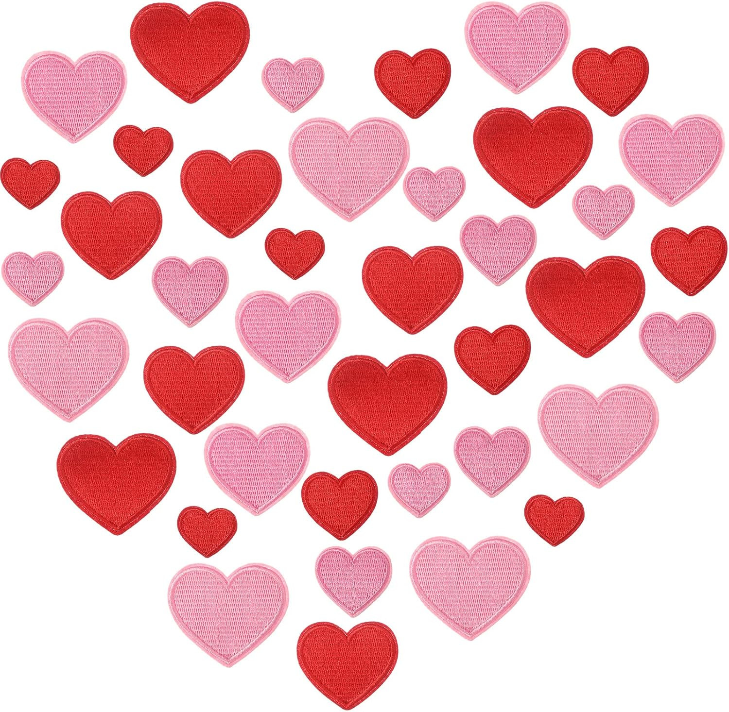 40 Pieces Valentine's Day Iron on Patches Heart Shape Patch Embroidered Applique Red Pink Heart C... | Amazon (US)