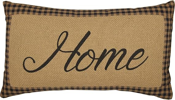 VHC Brands Farmhouse Star Home Text Cotton Burlap Primitive Bedding Stenciled Pillow, Charcoal Bl... | Amazon (US)