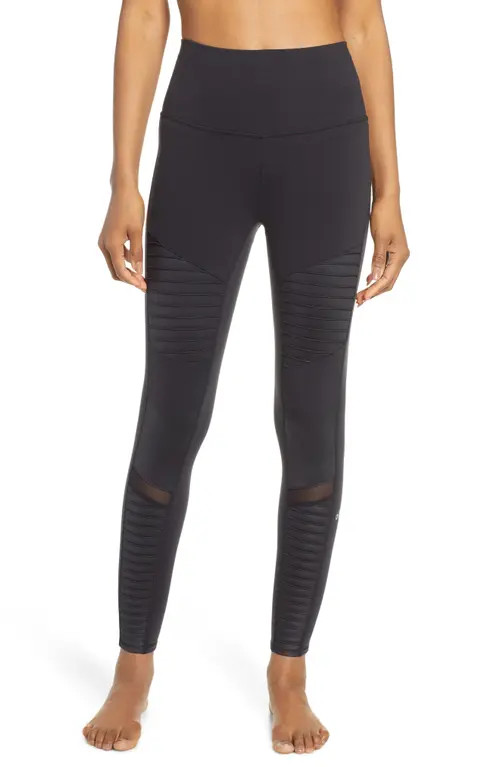 Alo High Waist Moto 7/8 Leggings in Black at Nordstrom, Size Large | Nordstrom