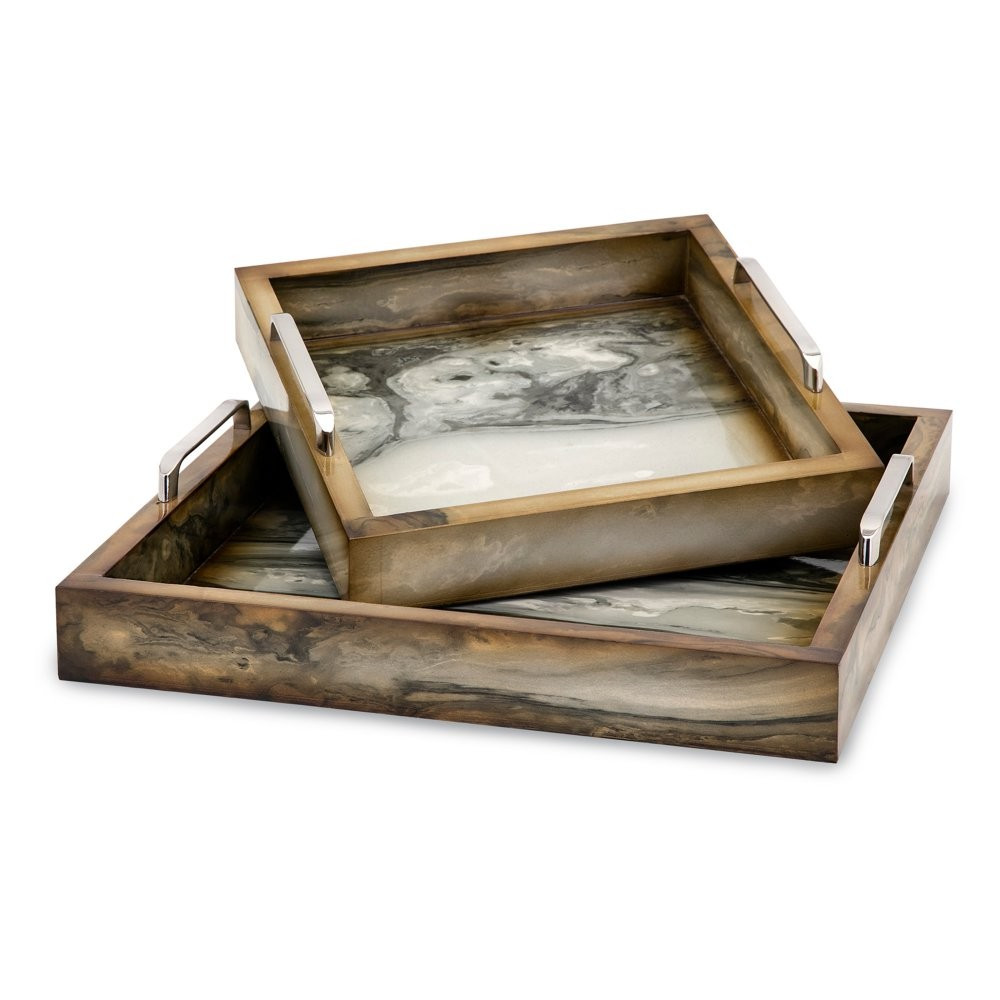 IMAX Trisha Yearwood New Frontier Marly Decorative Trays - Set of 2 | Hayneedle