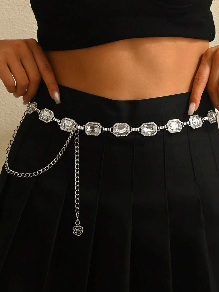 1pc Bohemian Square Glass Diamond Waist Chain, Elegant Sweet All-Match Fashion Waist Cincher For ... | SHEIN