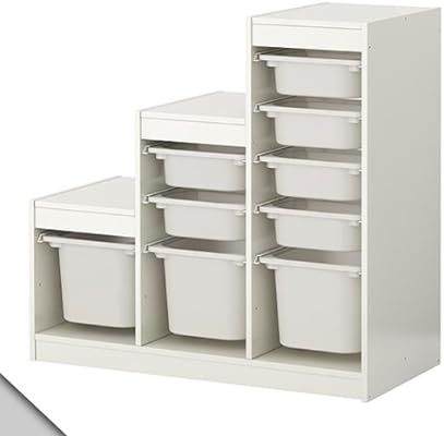 IKEA - TROFAST Storage combination (A1) with boxes, white, white | Amazon (UK)