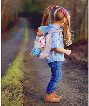 13" Soft Baby Doll with Take Along Pink Doll Backpack Carrier, Briefcase Pocket Fits Doll Accesso... | Amazon (US)