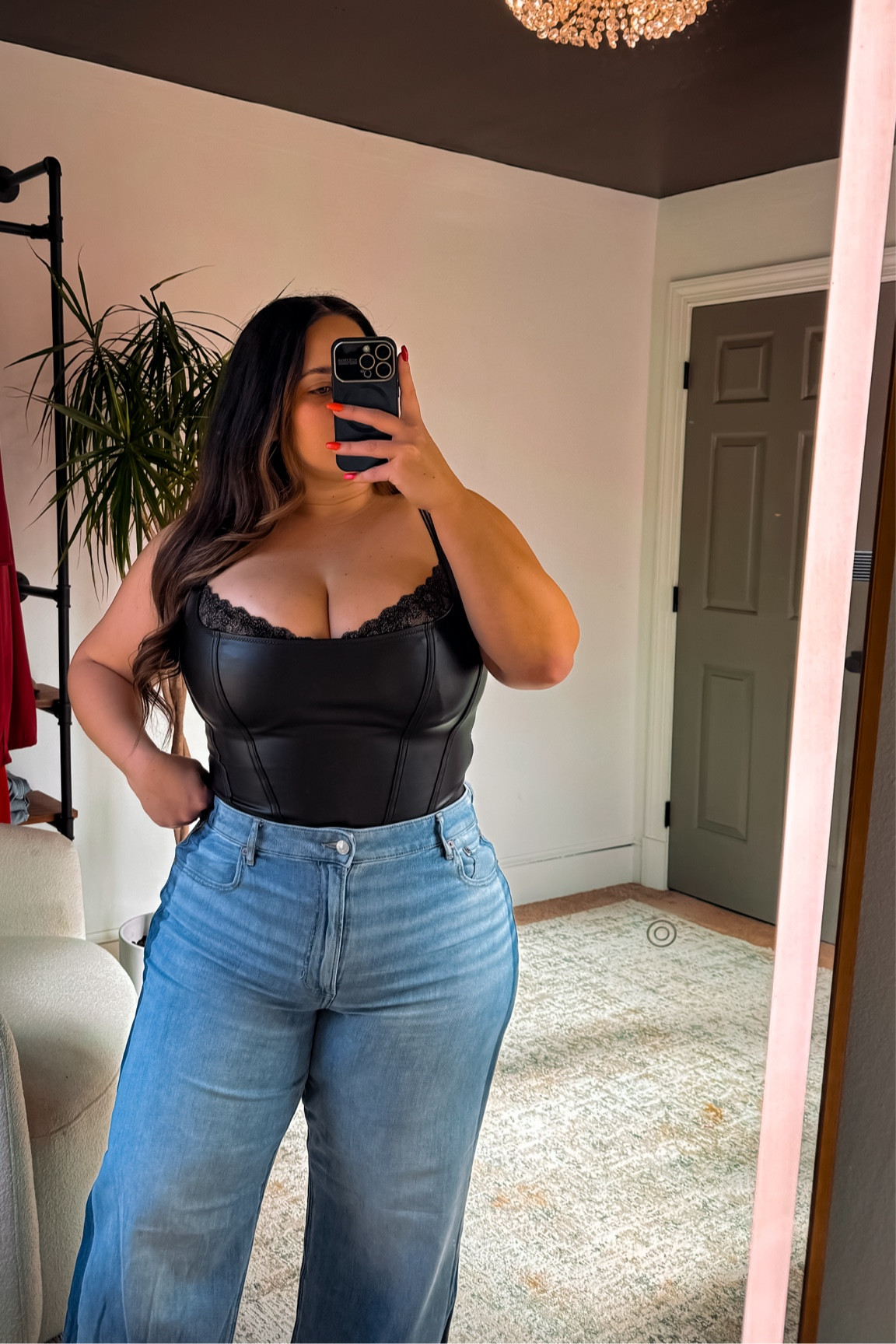 SHAPEWEAR BODYSUIT - 20% OFF! 

Bodysuit has built in Shapewear and is shown in size XXL 

Jeans are soft and stretchy like a pajama, can be sizes down 1-2 sizes. These are a size 14 SHORT. 

5’2” wearing FLATS 

#LTKMidsize #LTKPlusSize #LTKStyleTip