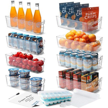 Fridge Organizer - 16 PC Refrigerator Organizer Bins - Clear Pantry Bins and Refrigerator Organizer Fridge Bins - Stacka | Walmart (US)