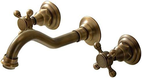 Beelee Wall Mount Double Handles 3 Hole Widespread Bathroom Sink Faucet Antique Brass Finish | Amazon (US)