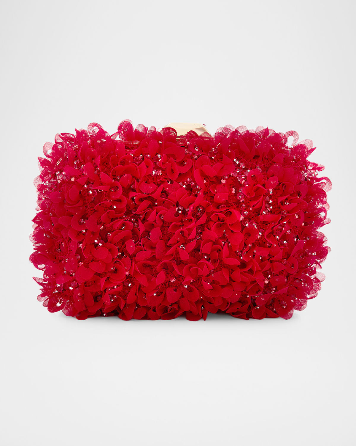 Cloud Beaded Petal Ruffle Clutch Bag | Neiman Marcus