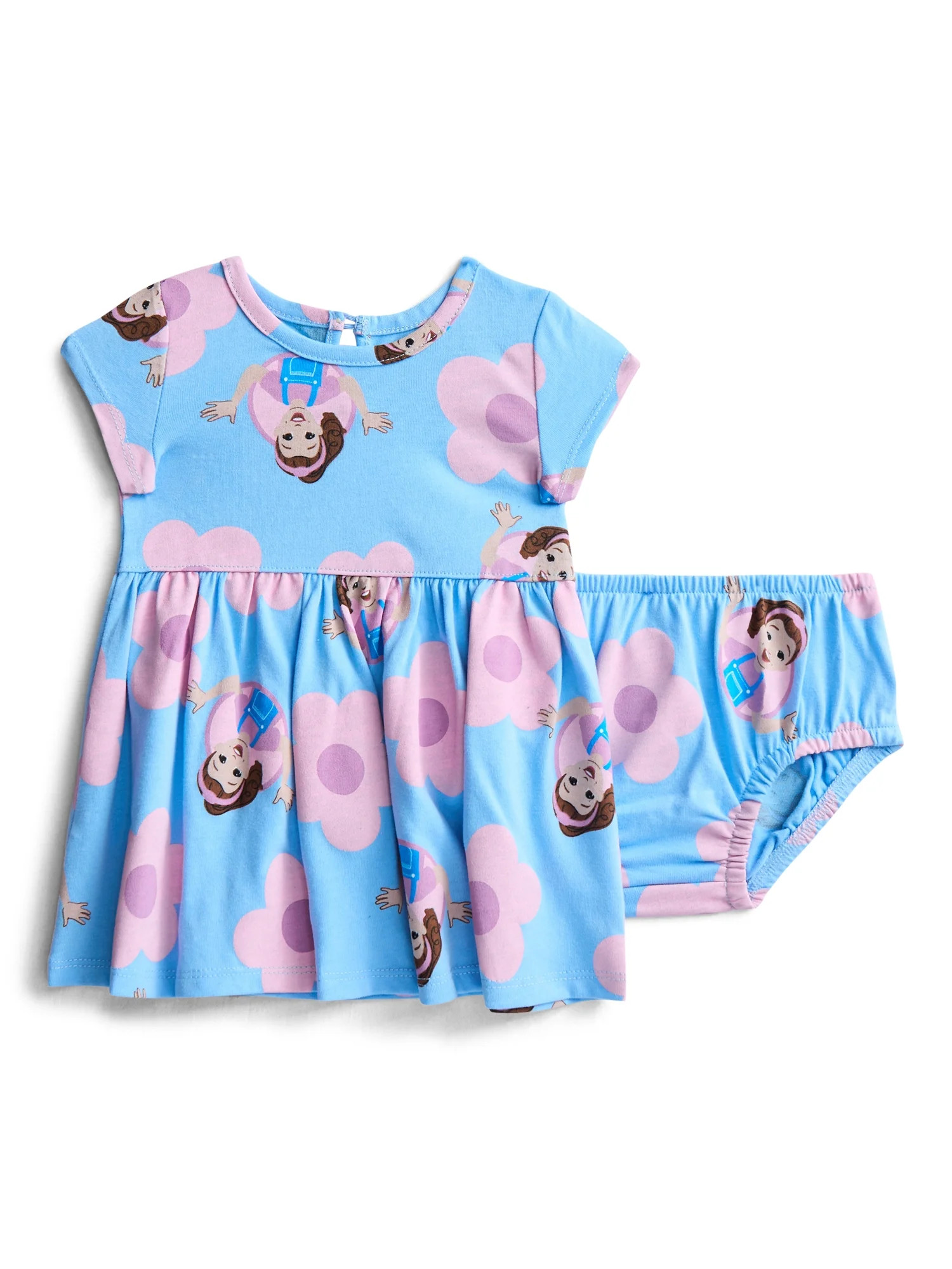Ms. Rachel Baby Girl Short Sleeve Printed Dress and Diaper Cover Set, 2-Piece, Sizes 0/3M-6/9M | Walmart (US)