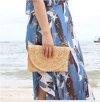 Freie Liebe Straw Clutch Purses for Women Summer Beach Bags Envelope Woven Clutch Handbags | Amazon (US)