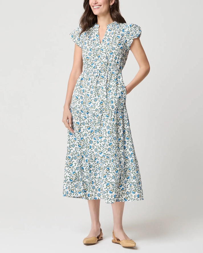 Blue and white floral cap sleeve midi dress

#LTKSeasonal #LTKSaleAlert