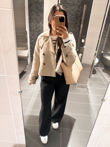 Wednesday OOTD 🤍🖤✨
When it’s spring but cold and rainy 🌧️ stripes and a cropped trench ✨



Sambas outfit, adidas samba, cropped trench, cropped trench outfit, spring blazer, work outfit, spring work look, spring work outfit, workwear, petite workwear, petite work outfits, petite work pants, petite trousers, officewear, office looks, office style inspo, 9-5 outfit, business casual, officewear, smart casual

#LTKSeasonal #LTKShoeCrush #LTKWorkwear