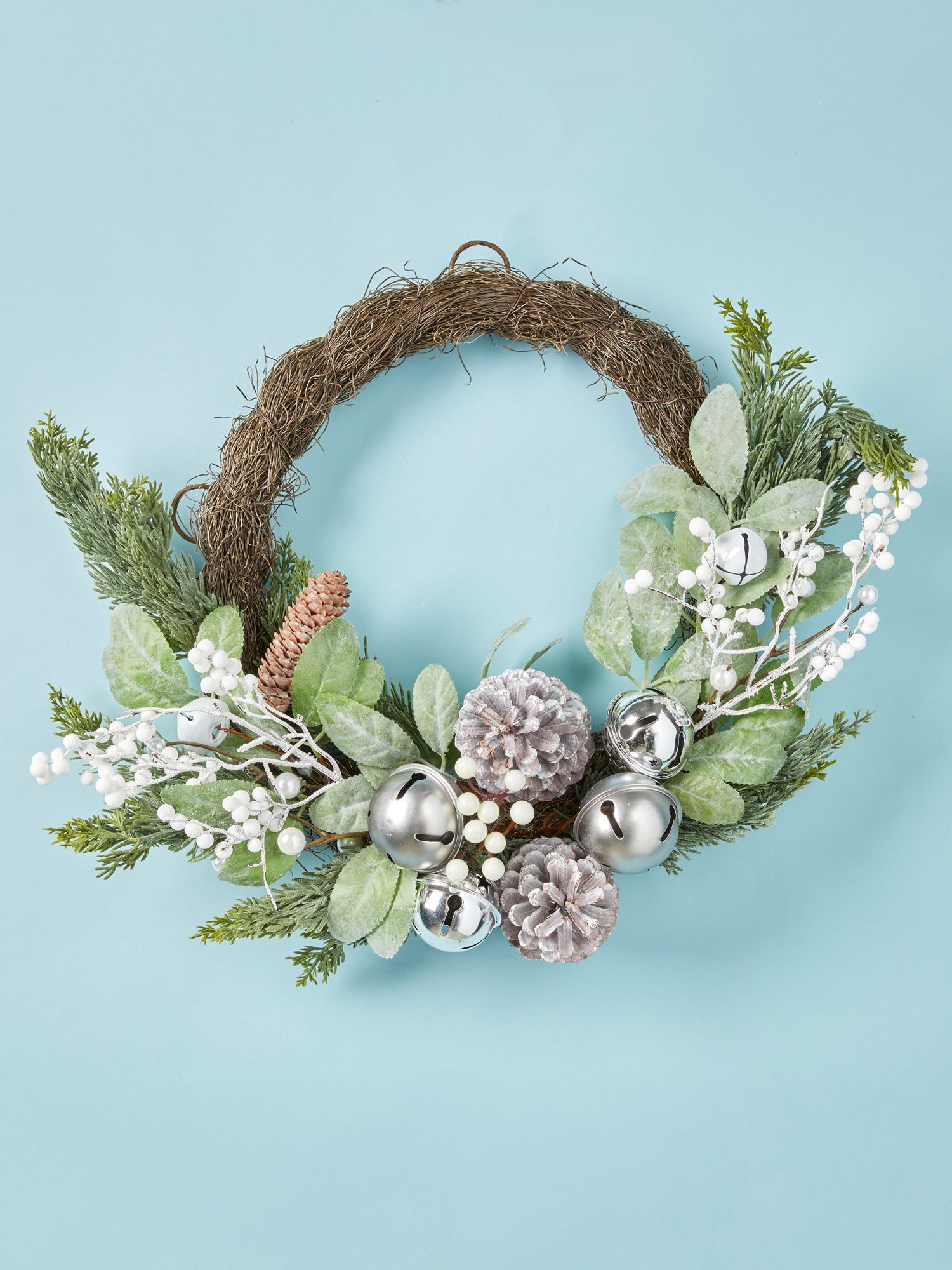 24in Artificial Pine Half Wreath With Bells | HomeGoods