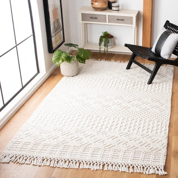 Handmade Flatweave Recycled P.E.T. Ivory Rug | Wayfair North America