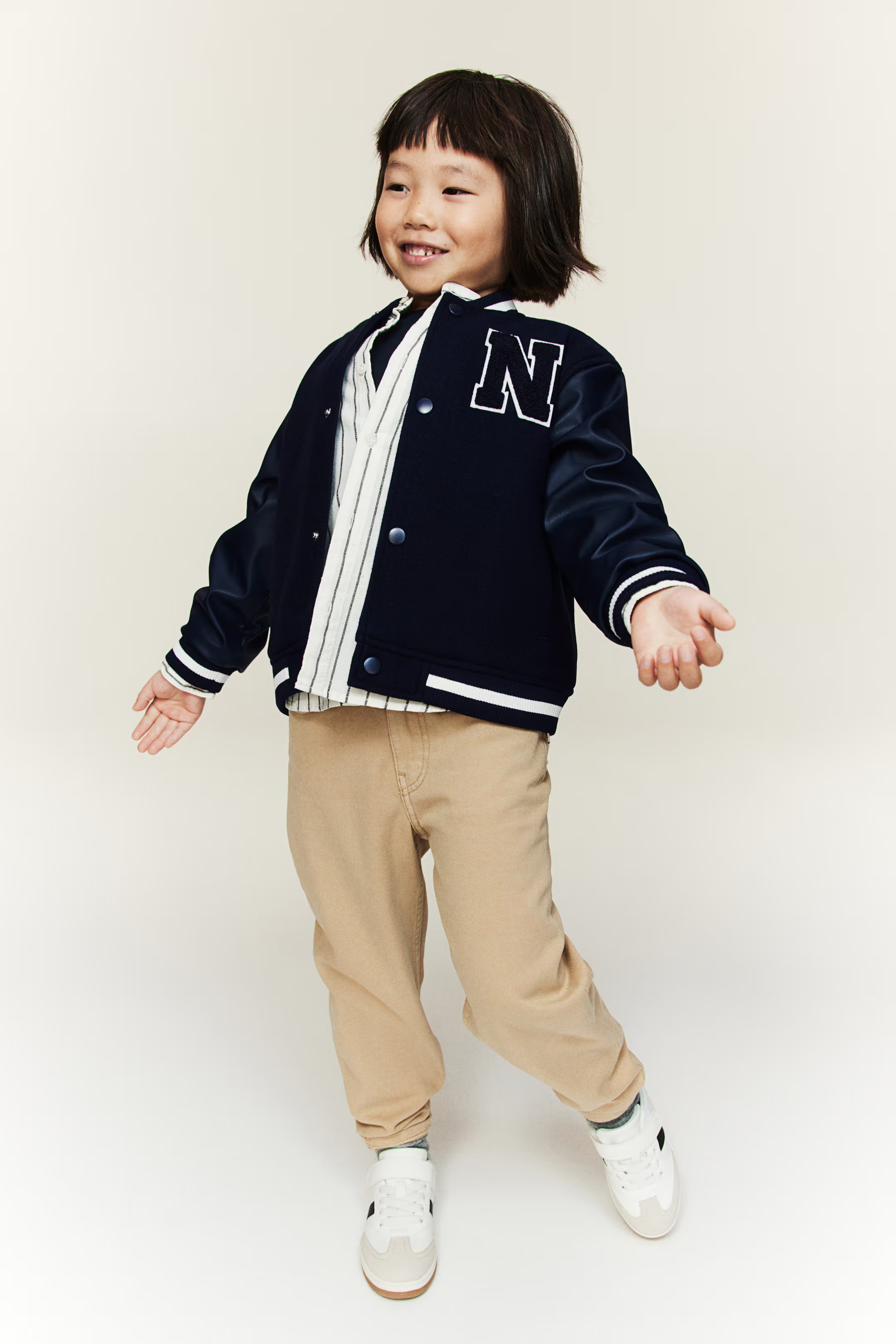 Appliquéd Baseball Jacket - Navy blue  - Kids | H&M US | H&M (US + CA)
