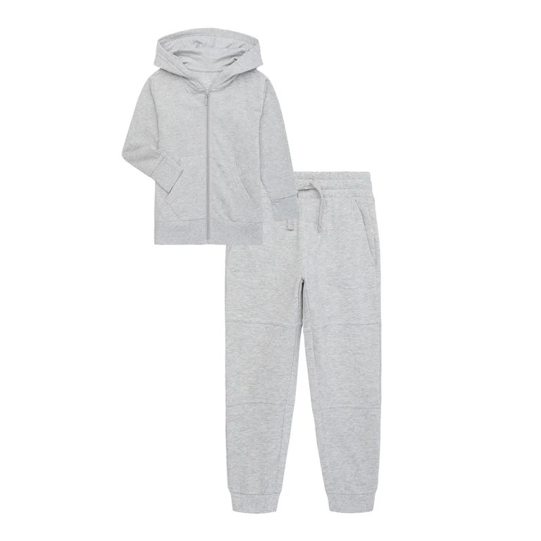 Wonder Nation Boys Fleece Zip-Up Hoodie and Jogger Pants Set, 2-Piece, Sizes 4-18 | Walmart (US)