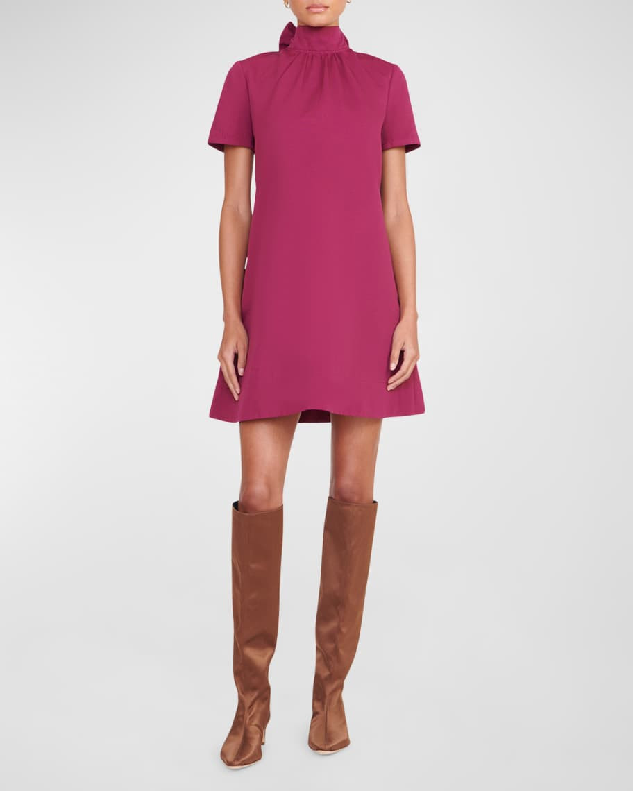 Staud Ilana Tie-Back Bow Mini Dress | Neiman Marcus