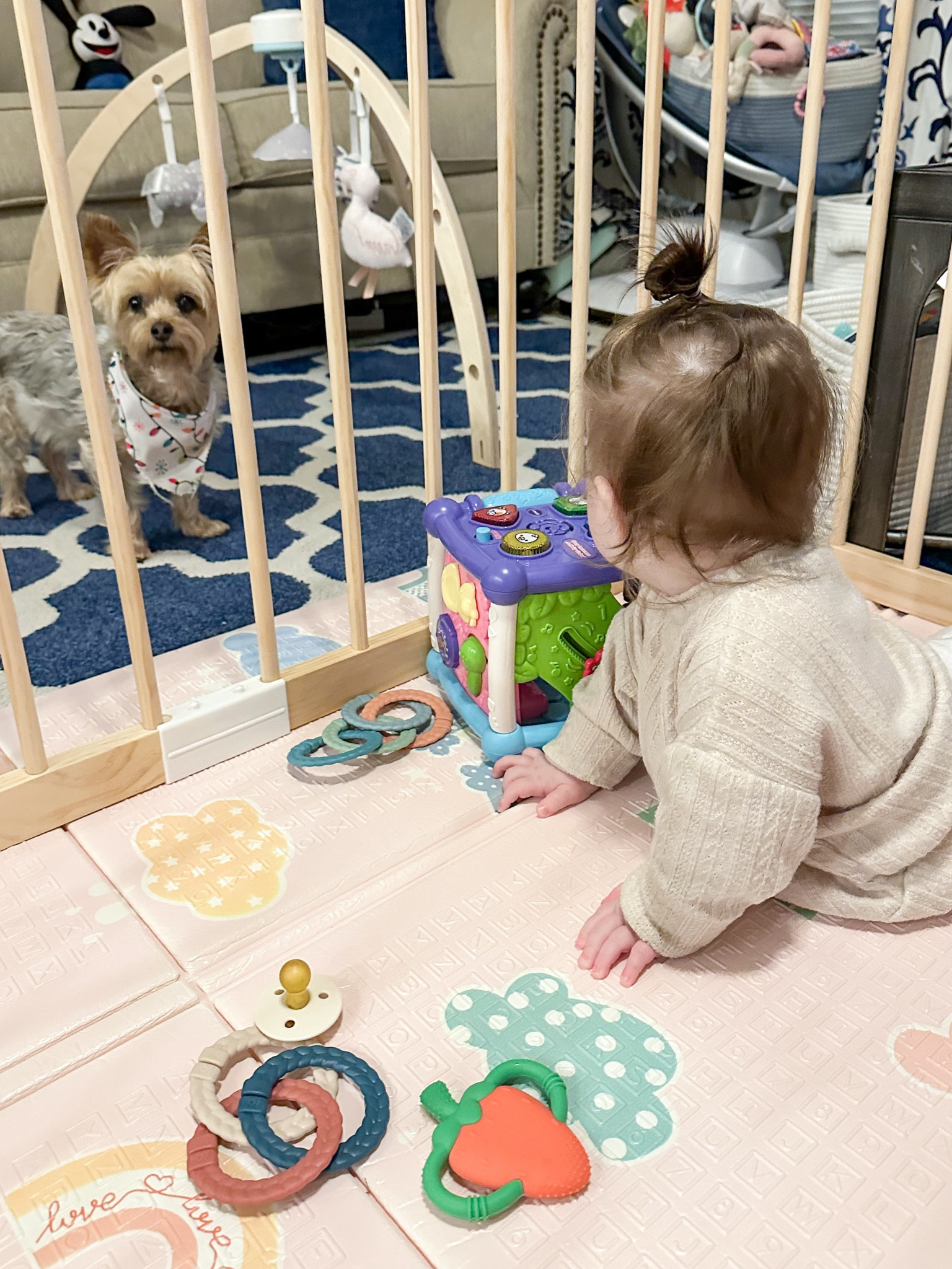 Our girl is on the move which meant a new playpen for Christmas! We finally unwrapped it and assembled it tonight and we were pleasantly surprised how well it fit on our playmat. We like that you can rearrange the pieces to create different shapes for your pen, too! I’m excited to see how playtime goes in this new space as we working on sitting, crawling, and eventually standing and walking. 

#LTKBaby #LTKHome #LTKFamily