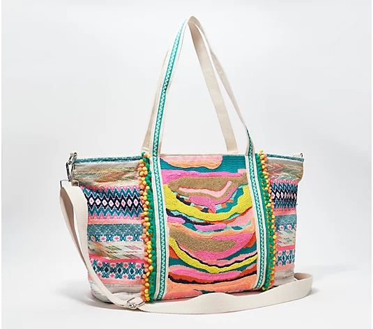 America & Beyond Embellished Tote with Crossbody Strap | QVC