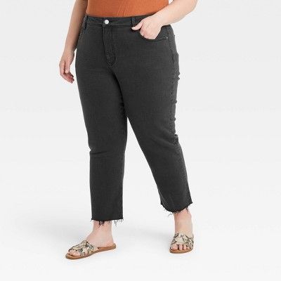 Women's Plus Size High-Rise Slim Straight Jeans - Ava & Viv™ | Target