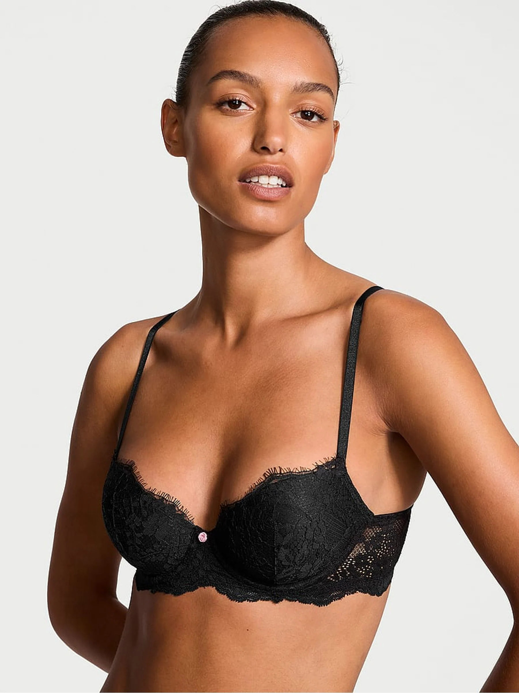 Victoria's Secret Black Lightly Lined Demi Lace Bra | Victoria's Secret UK