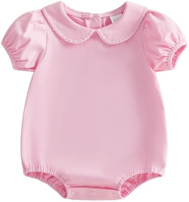 Merqwadd Baby Boy Girl Bubble Romper Infant Short Sleeve Collar Romper Oversize T-shirt Cotton Bo... | Amazon (US)