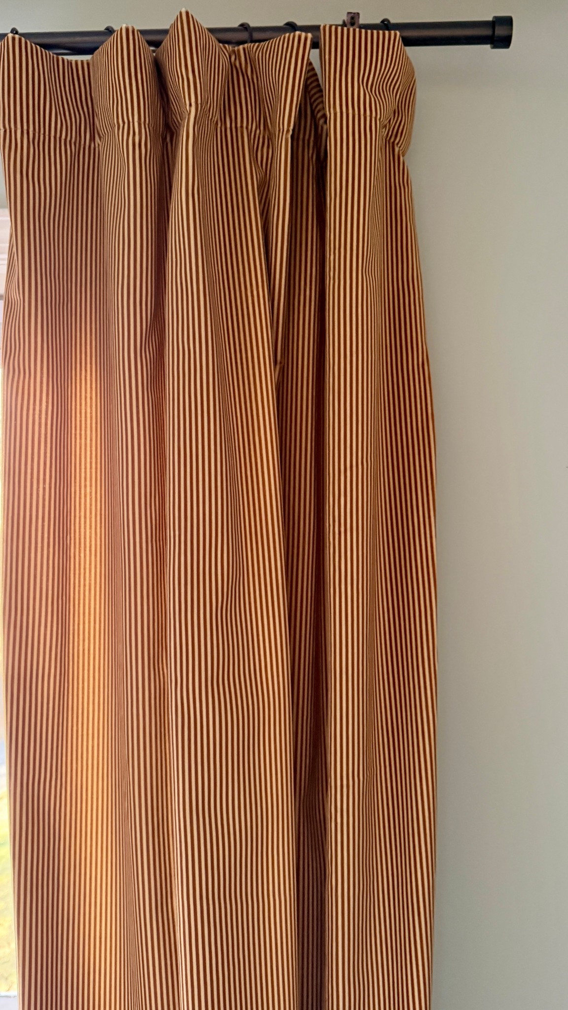Striped window curtains. They are heavy duty double lined. 