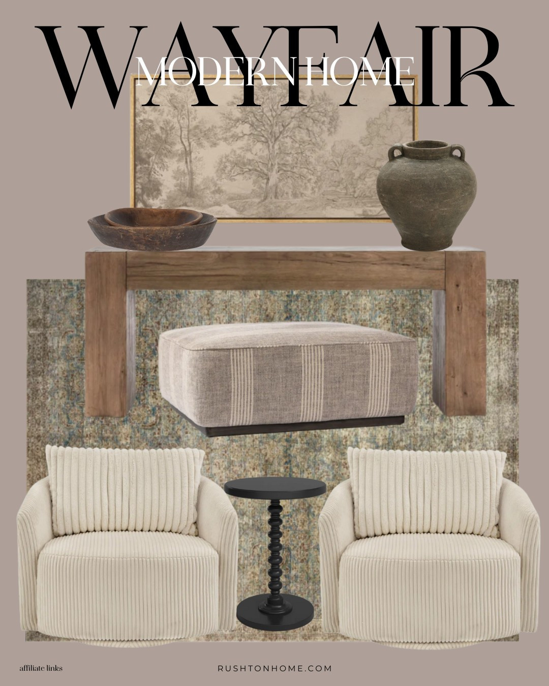 I've been loving these @wayfair home finds! This inspiration pulls together a vibe that feels antique, european, earthy and yet still modern.

Home decor, home design, interior design, furniture, console table, accent chairs, vases, candlesticks, bench, cabinet, sideboard, dining table 

 

#LTKHome