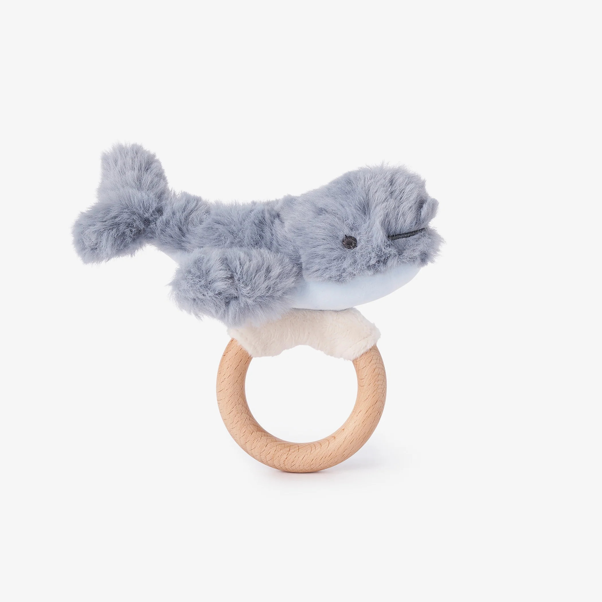 Whale Plush Wooden Ring Rattle | Elegant Baby