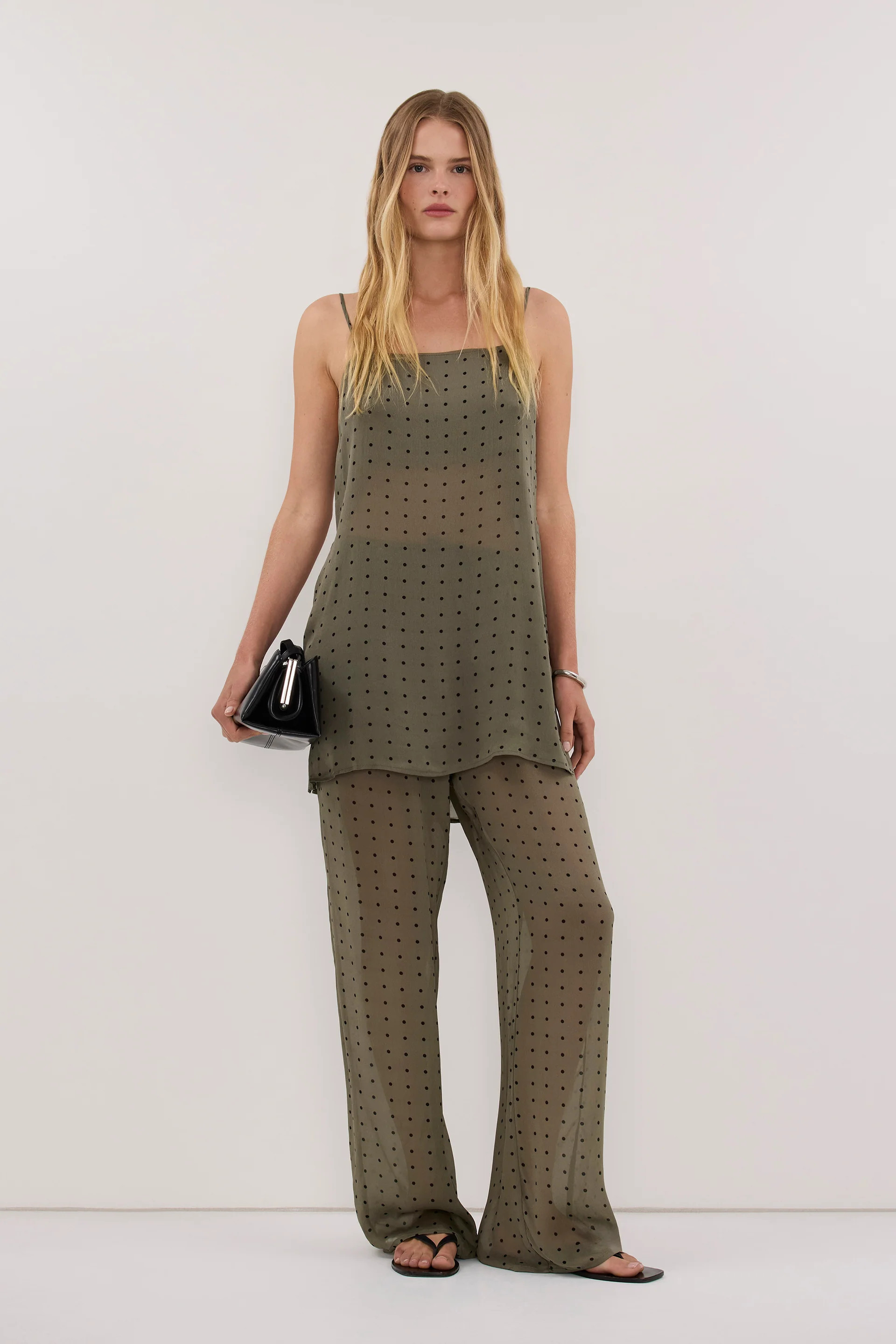 VANESSA KHAKI SPOT CAMI TOP | DISSH