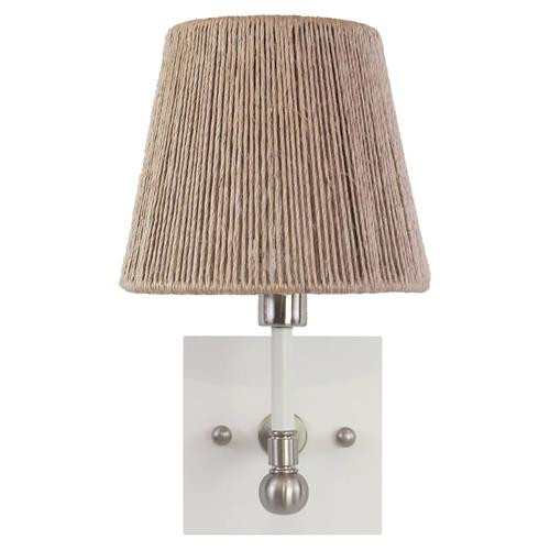 Ro Sham Beaux Piper Coastal Beach Nickel Metal Natural Hemp Shade Armed Sconce | Kathy Kuo Home