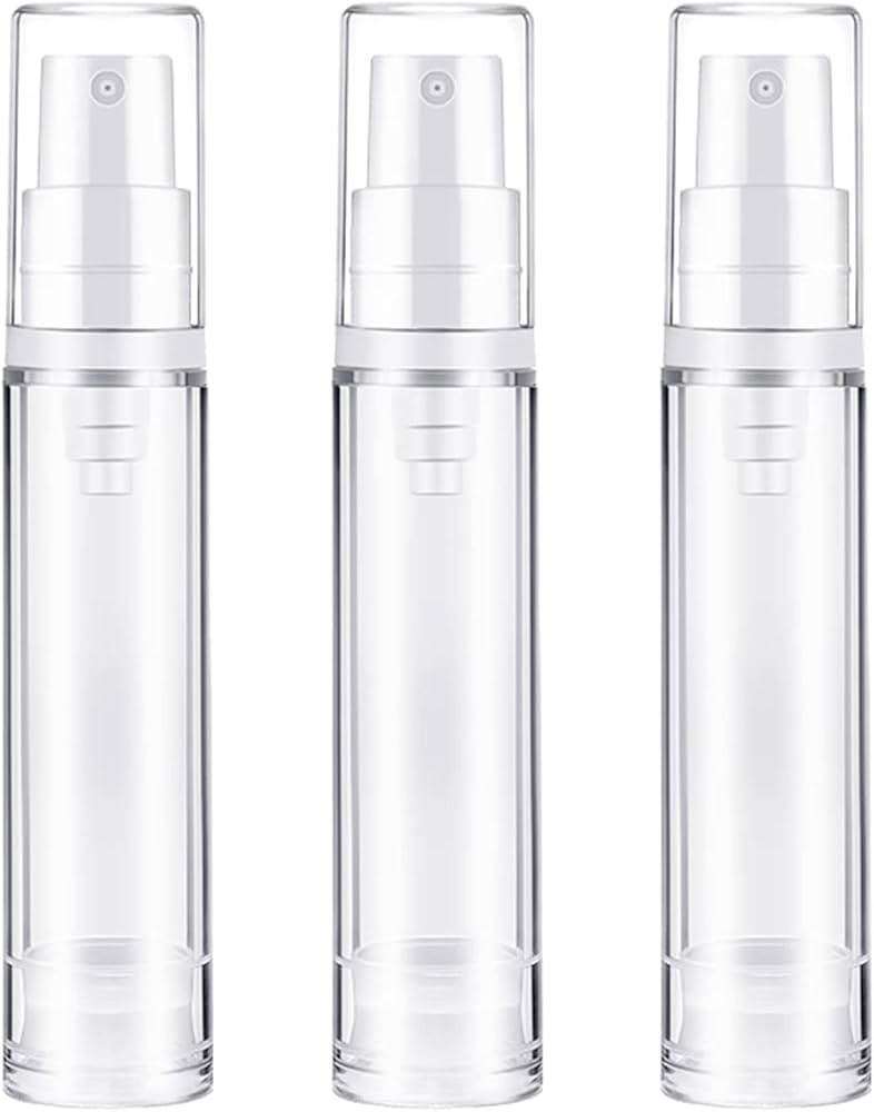 BlingKingdom 3pcs Empty Airless Pump Bottle Refillable Clear Travel Lotion Containers Vacuum Cosm... | Amazon (US)