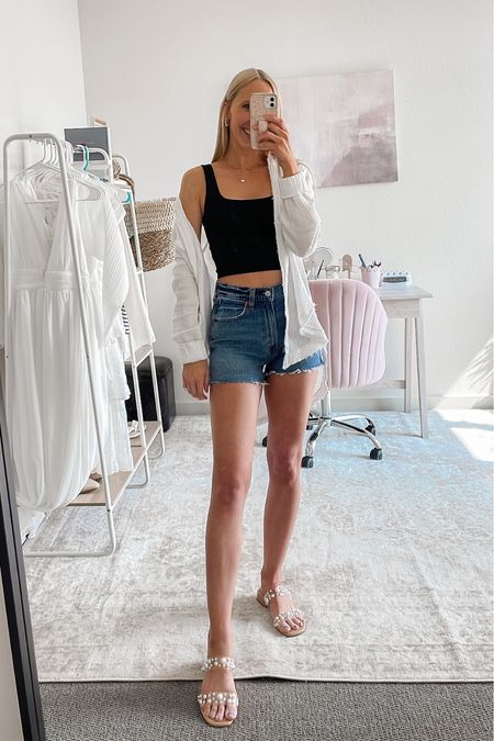 Simple and casual summer outfit idea ✨ This casual look is included in my Summer capsule wardrobe post on sundaymimosasblog.com.

This is a super easy outfit to create! Start with a pair of denim shorts (these are the Abercrombie high rise 90s cutoff shorts), add a black bodysuit or cropped tank, and finish the look by adding a white button up!

Casual style, casual summer look, casual outfit idea, denim shorts outfit, Abercrombie shorts, white button up shirt, how to wear a white button up casually #casualoutfitidea #summercapsulewardrobe #closetstaples #closetbasics #summeressentials #summerclosetstaples #denimshorts

#LTKstyletip #LTKFind #LTKSeasonal