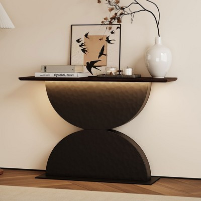 KTMBDW Modern Console Table with Double Semi-Circles Base,47.2 inch Wood Entryway Table Sofa Table,Contemporary Accent Table for Living Room,Black | Target
